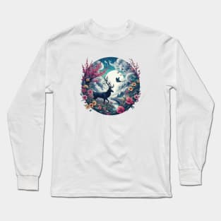 Deer Flowers Long Sleeve T-Shirt